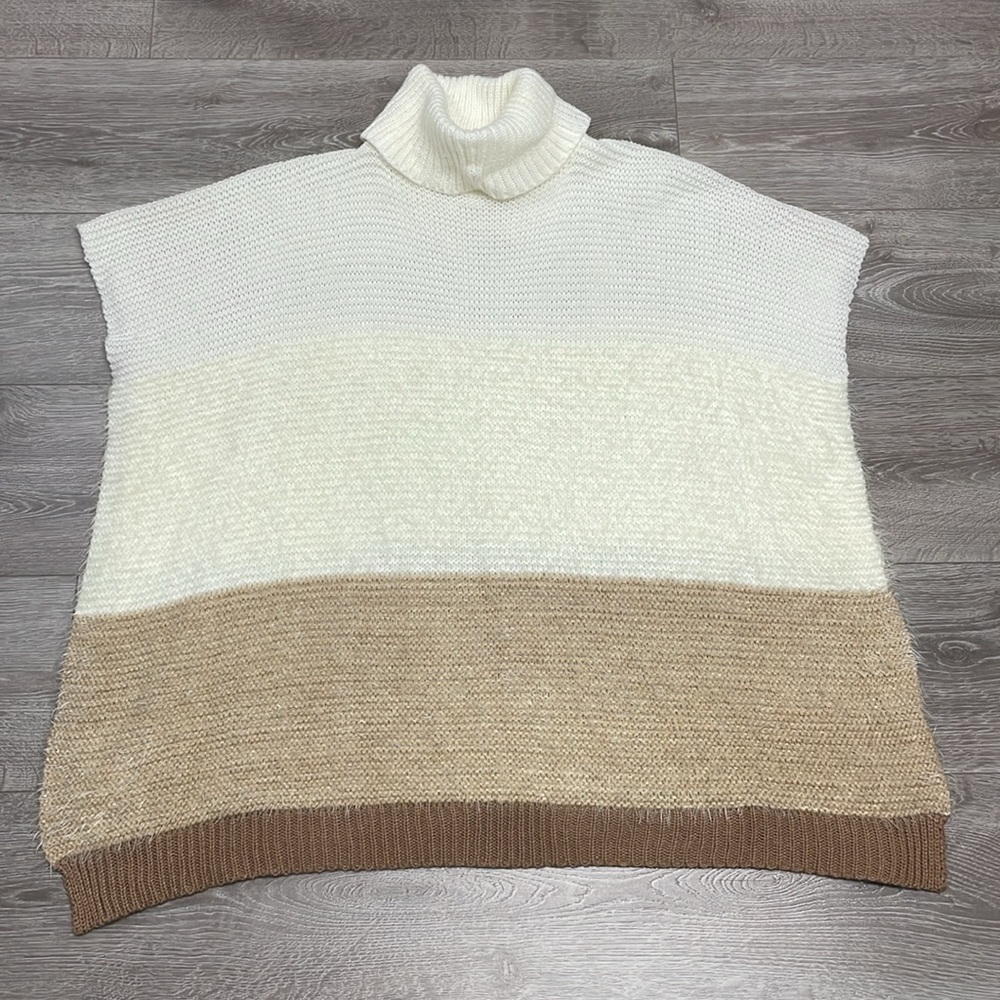 Apt. 9 Turtleneck Open Side Poncho Cream Tan Beig… - image 3